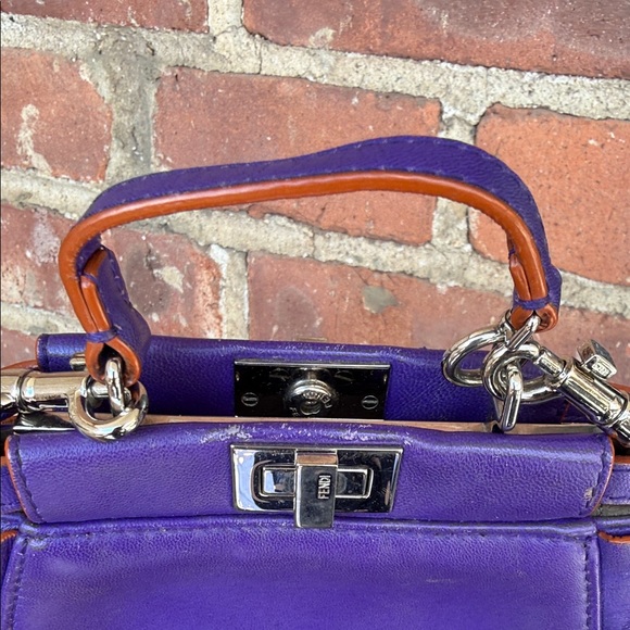 Fendi Mini Top-Handle Bag in Vivid Purple with Tan Accents - Picture 6 of 9